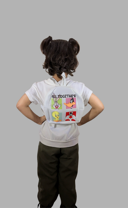 Children's cartoon character set with matching backpack