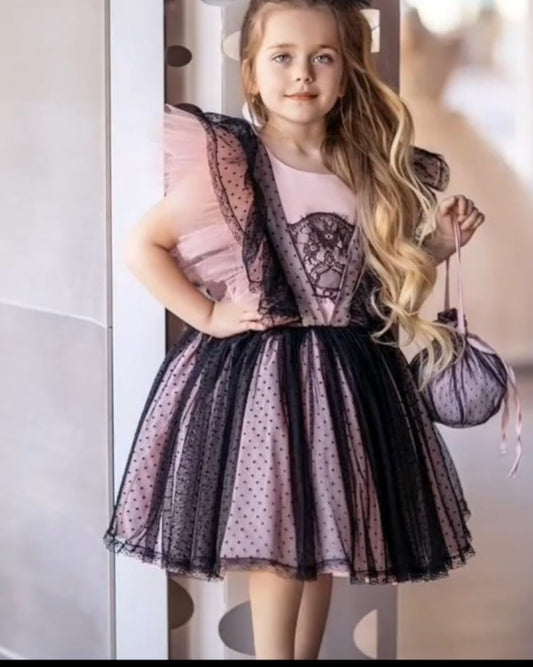 Fancy pink and black children's dress