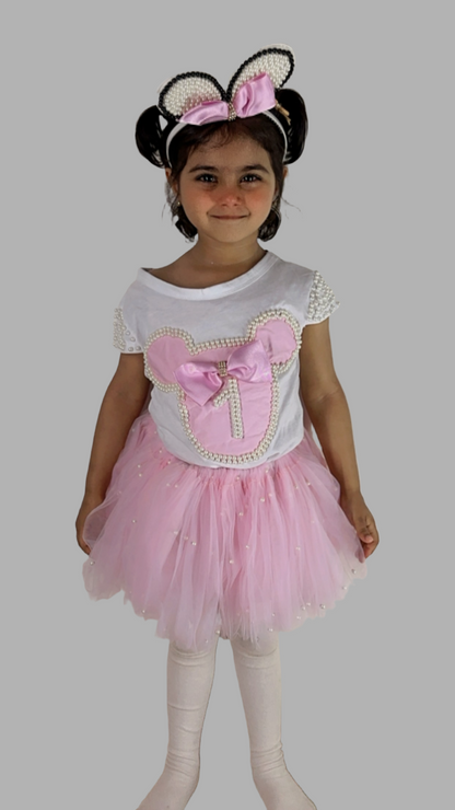 Children's party set with Minnie Mouse and pearl embroidery
