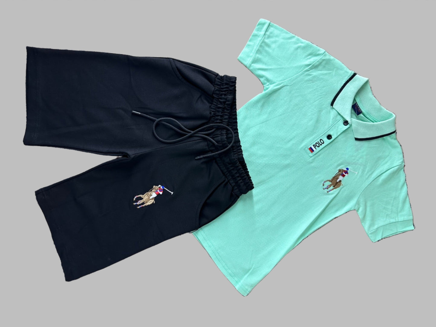 Children's sports set with stylish colors and polo logo