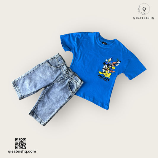 Mickey Mouse denim t-shirt and shorts set 