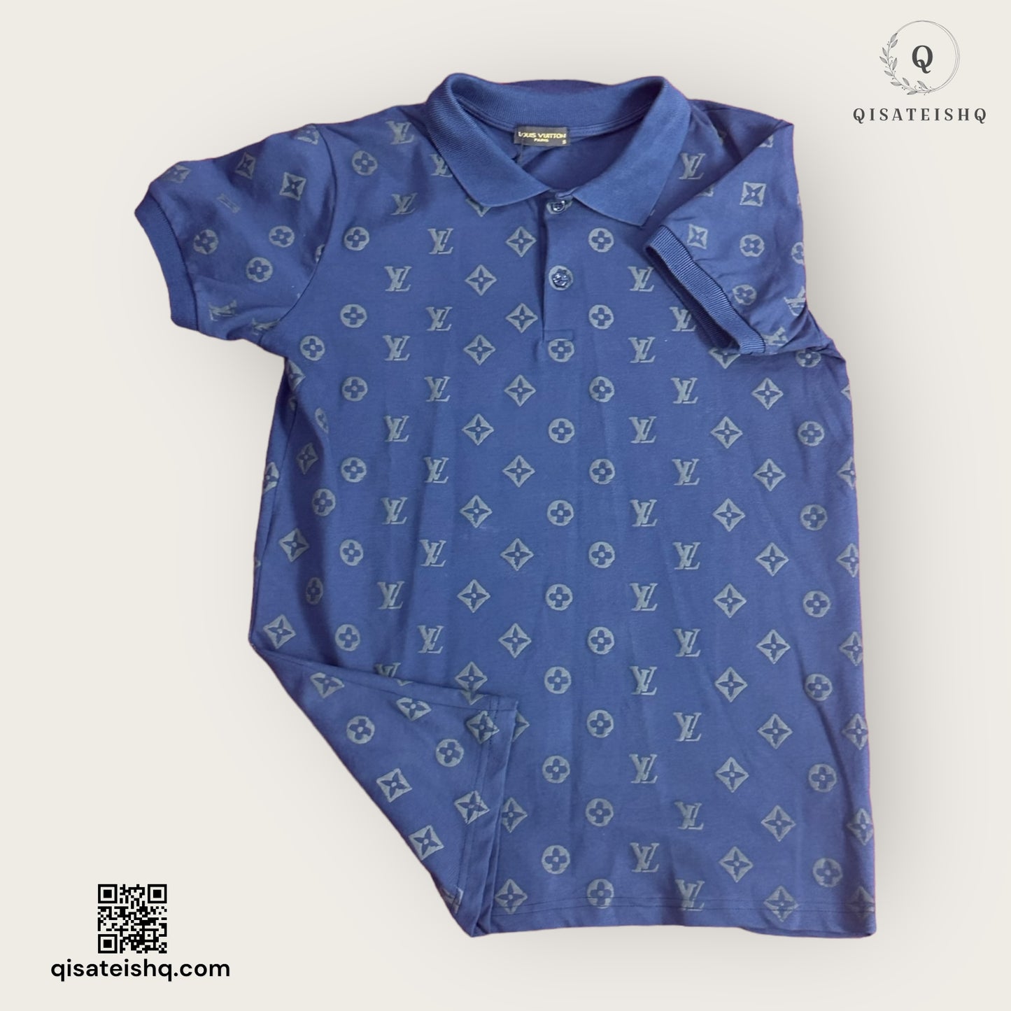 قميص بولو رجالي بطبعة “Louis Vuitton” بلون أزرق
